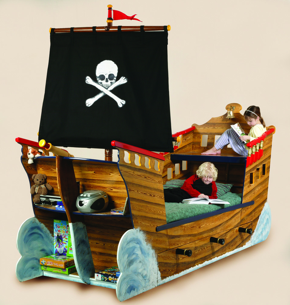 Children reading (Pirate ship bed wooden childrens beds bedroom furniture)